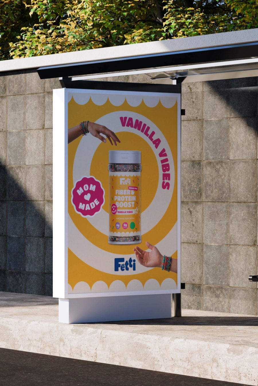 Fetti bus stop ad